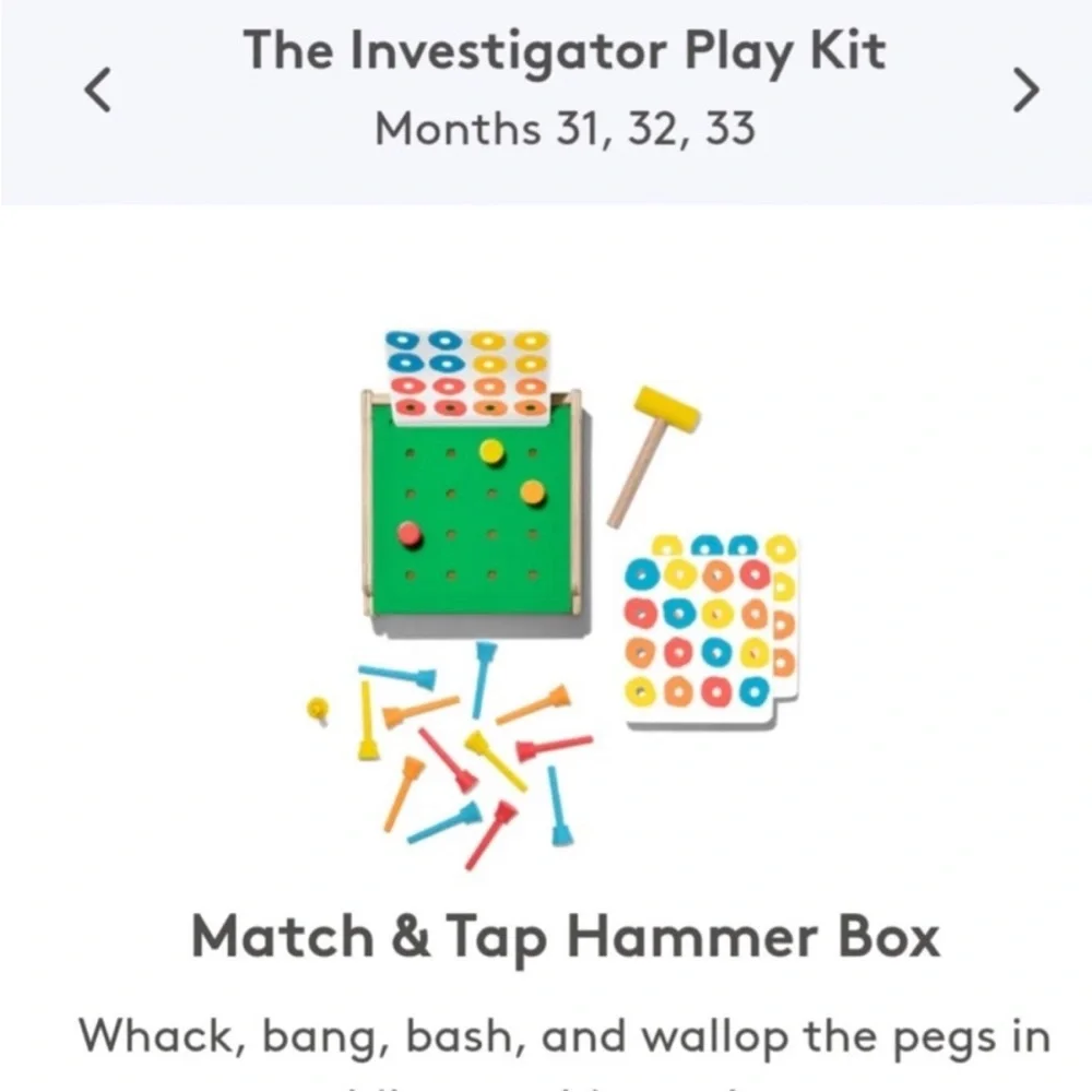 Lovevery Match and Tap Hammer Box Months 31, 32, 33+ Learning Development